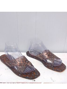 Maurices Leopard Pool Slide Sandals Brown Black Size 8‎
